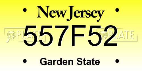 557F52 New Jersey License Plate