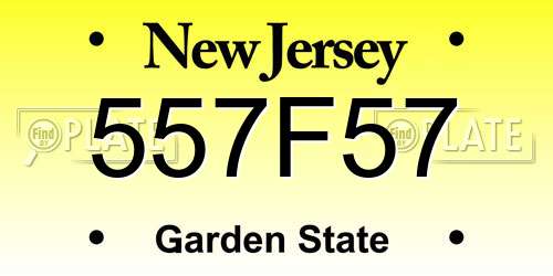 557F57 New Jersey License Plate