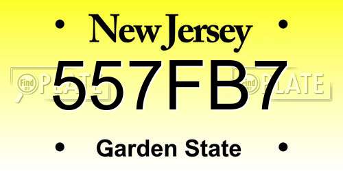 557FB7 New Jersey License Plate