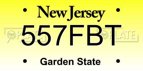 557FBT New Jersey License Plate