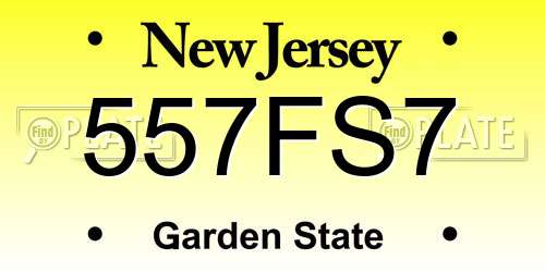 557FS7 New Jersey License Plate