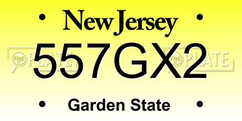 557GX2 New Jersey License Plate