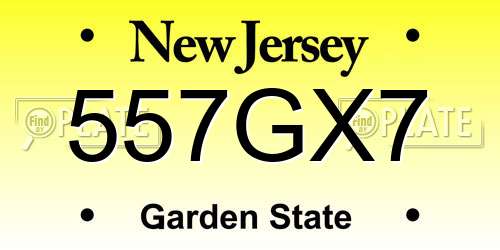 557GX7 New Jersey License Plate
