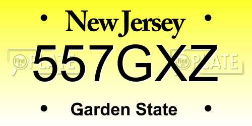 557GXZ New Jersey License Plate