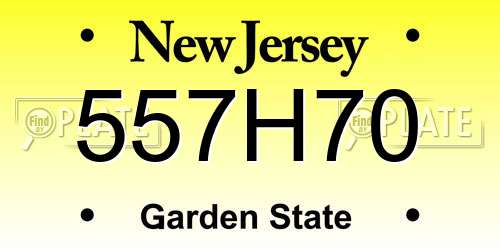 557H70 New Jersey License Plate