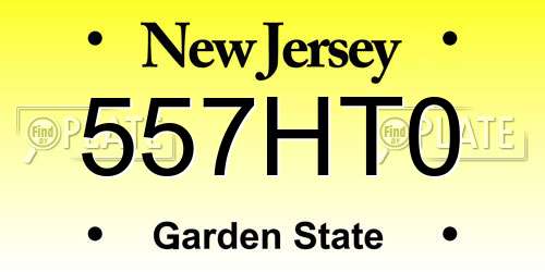 557HT0 New Jersey License Plate