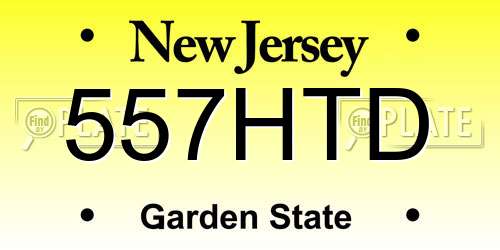 557HTD New Jersey License Plate
