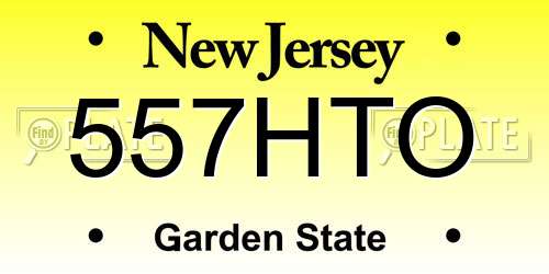 557HTO New Jersey License Plate