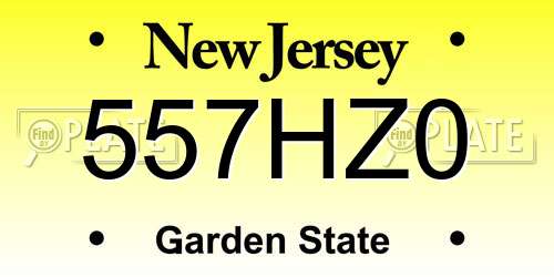 557HZ0 New Jersey License Plate