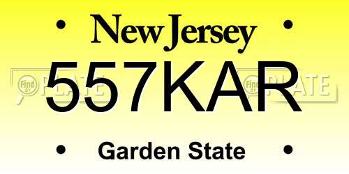 557KAR New Jersey License Plate