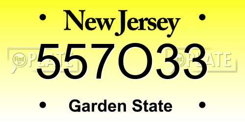 557O33 New Jersey License Plate