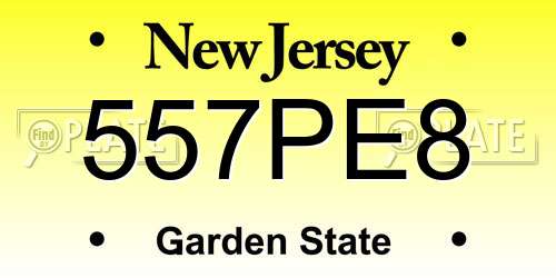 557PE8 New Jersey License Plate