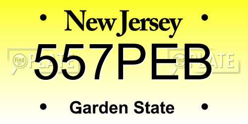 557PEB New Jersey License Plate