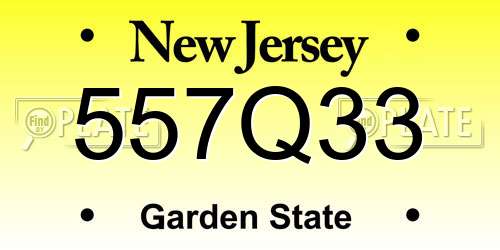 557Q33 New Jersey License Plate