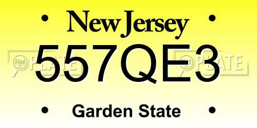 557QE3 New Jersey License Plate