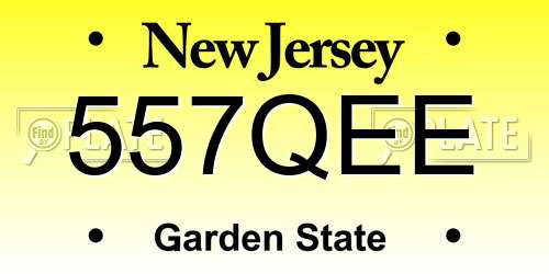 557QEE New Jersey License Plate