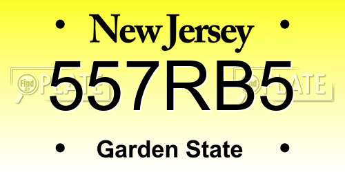 557RB5 New Jersey License Plate
