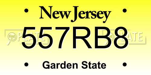 557RB8 New Jersey License Plate