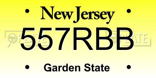 557RBB New Jersey License Plate