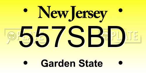 557SBD New Jersey License Plate