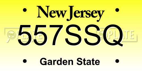 557SSQ New Jersey License Plate