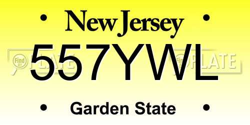 557YWL New Jersey License Plate