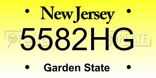 5582HG New Jersey License Plate