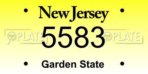 5583 New Jersey License Plate