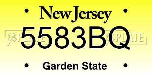 5583BQ New Jersey License Plate