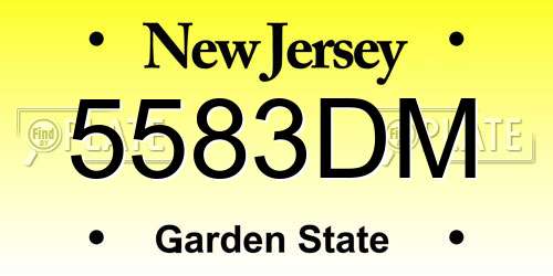 5583DM New Jersey License Plate