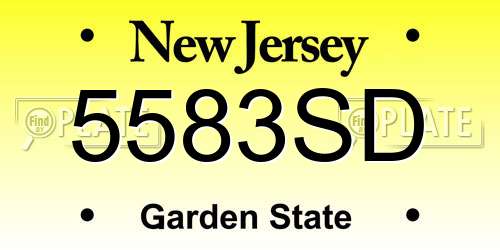 5583SD New Jersey License Plate
