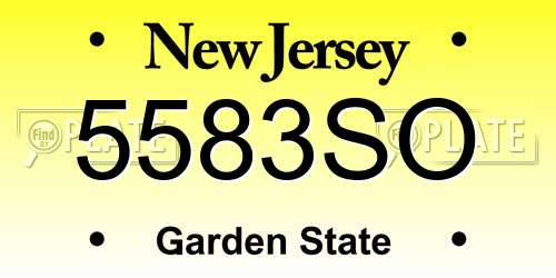 5583SO New Jersey License Plate