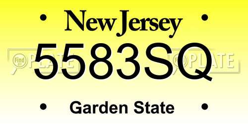 5583SQ New Jersey License Plate