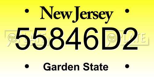 55846D2 New Jersey License Plate