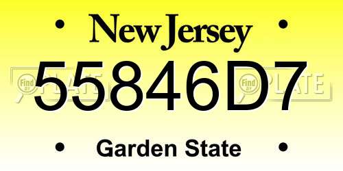 55846D7 New Jersey License Plate