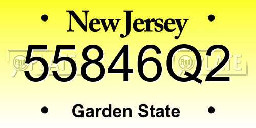 55846Q2 New Jersey License Plate
