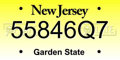 55846Q7 New Jersey License Plate