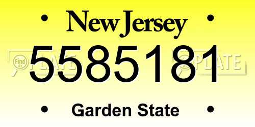 5585181 New Jersey License Plate