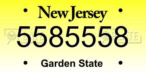 5585558 New Jersey License Plate