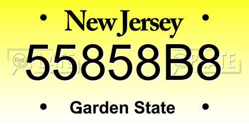 55858B8 New Jersey License Plate