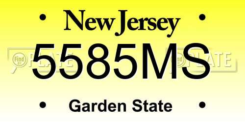 5585MS New Jersey License Plate