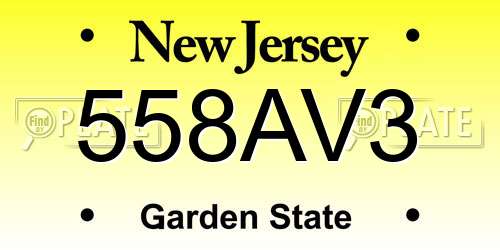 558AV3 New Jersey License Plate