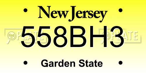 558BH3 New Jersey License Plate