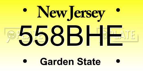 558BHE New Jersey License Plate