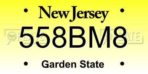 558BM8 New Jersey License Plate