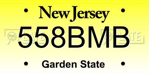 558BMB New Jersey License Plate