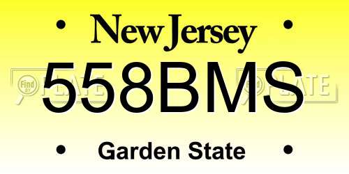 558BMS New Jersey License Plate