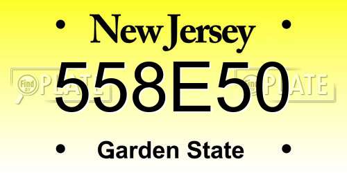 558E50 New Jersey License Plate