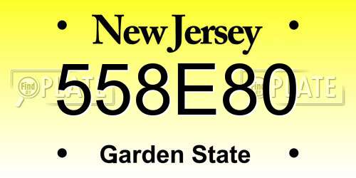 558E80 New Jersey License Plate