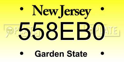 558EB0 New Jersey License Plate